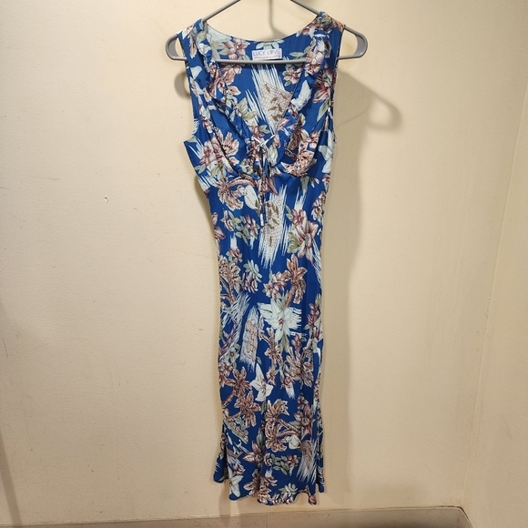 LUCY LOVE vintage floral midi dress size M - Picture 3 of 11